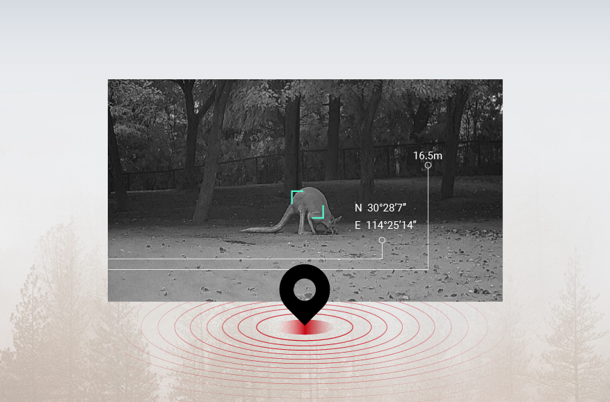 GPS integrado para posicionamento do alvo